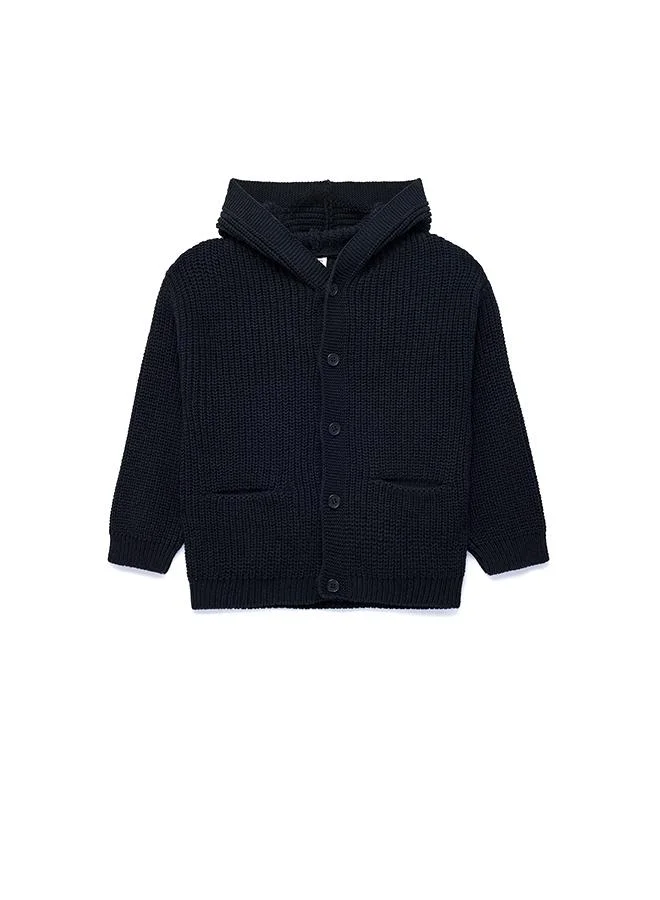 كوتون Hooded Knit Cardigan