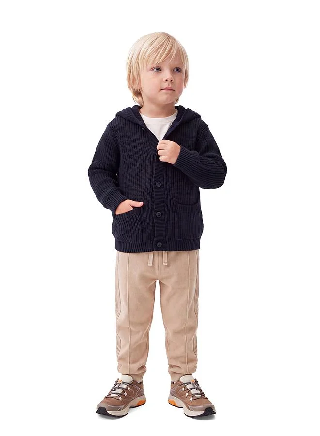 كوتون Hooded Knit Cardigan