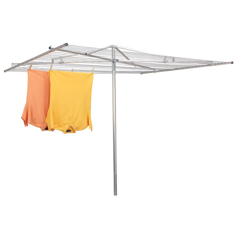 Household Essentials 171301 Rotary Outdoor Umbrella Drying Rack Aluminum 30Lines with 210 ft ClotheslineSilver