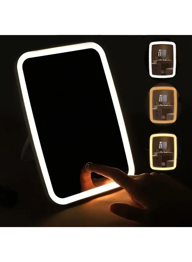 Touch Sensor 3 Color LED Makeup Mirror With 3 Lighting Modes Adjustable Brightness Portable Foldable Desktop Mirror - Image 4