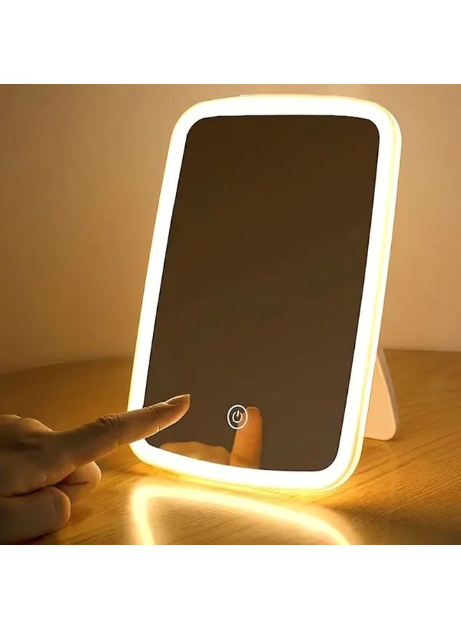 Touch Sensor 3 Color LED Makeup Mirror With 3 Lighting Modes Adjustable Brightness Portable Foldable Desktop Mirror - Image 2