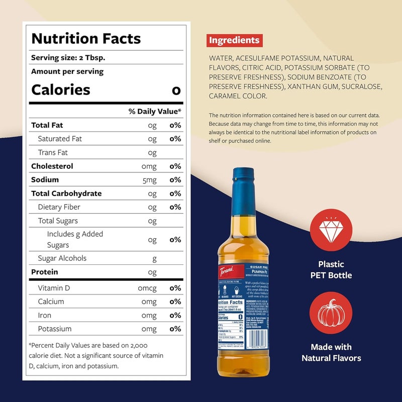 Torani Sugar Free Pumpkin Pie Syrup with Pump - Image 2
