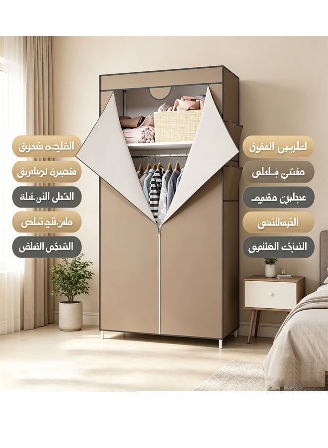 Bukela Portable Fabric Wardrobe Closet 70x45x160cm, Dust‑Proof Zipper Cover, Large Capacity Clothes Storage Organizer, Easy Assembly Steel Frame Cabinet for Home Bedroom Coffee - Image 1