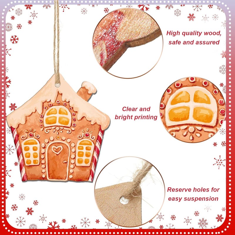 Woanger 36 قطعة زينة شجرة عيد الميلاد زينة عتيقة رنة شاحنة حمراء رجل ثلج سانتا كلوز زينة لشجرة عيد الميلاد شرائح خشبية معلقة للحرف اليدوية في عيد الميلاد - Image 3