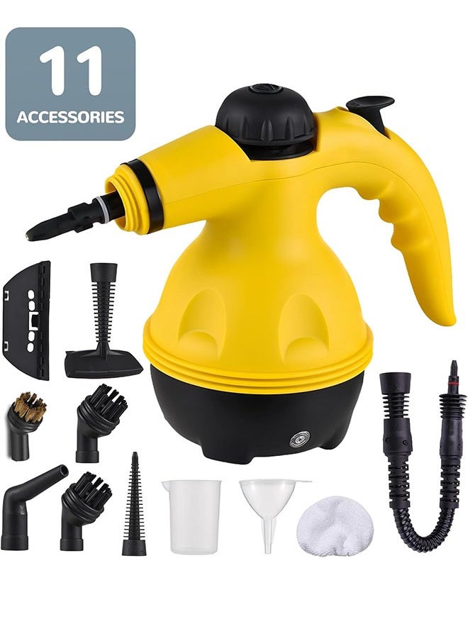 Arabest 1050W Handheld Steam Cleaner for Home Pressurized Steam Cleaner with 11Accessories and Safety Lock, 2.6M Extended Power Cord，Multi-Purpose Steamer for Home Use, Floor, Car, Upholstery, Grout(Yellow)  - Image 1