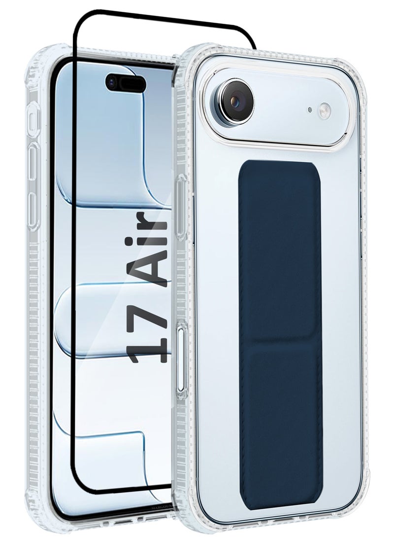 CATANES 2 Packs Finger Grip Clear Case Cover for iPhone 17 Air- Kickstand Car Magnetic Holder Multi-function Protective Two-in-one Case with 3D Screen Protector - Dark Blue - Image 1