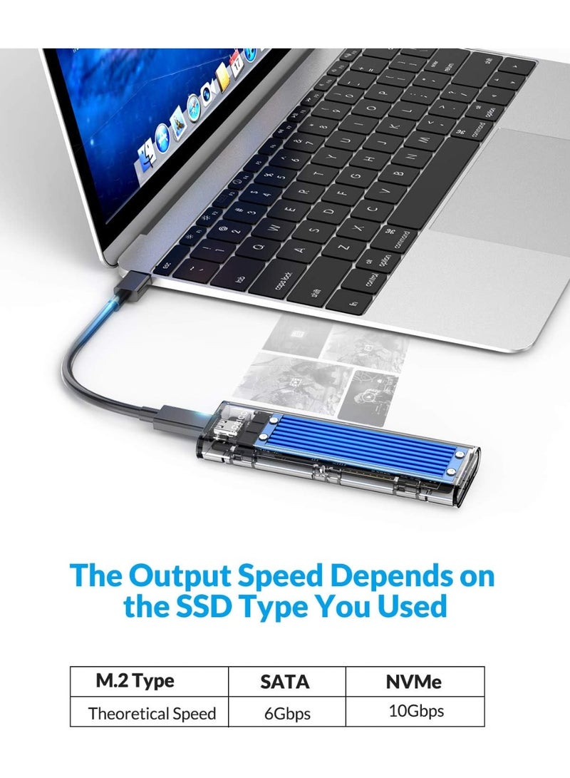 M.2 SSD Enclosure USB Type-C 10Gbps, Tool-Free External Case for NVMe and SATA M.2 SSD, Supports 2230/2242/2260/2280 Drives up to 2TB - Image 5