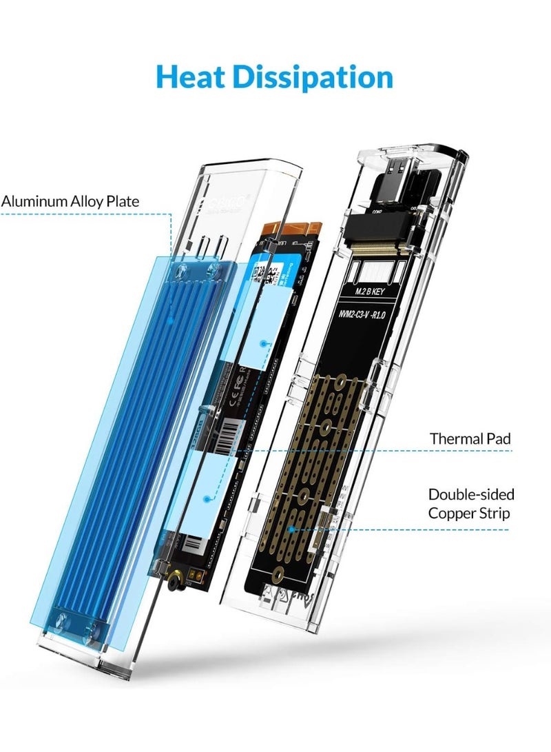 M.2 SSD Enclosure USB Type-C 10Gbps, Tool-Free External Case for NVMe and SATA M.2 SSD, Supports 2230/2242/2260/2280 Drives up to 2TB - Image 2