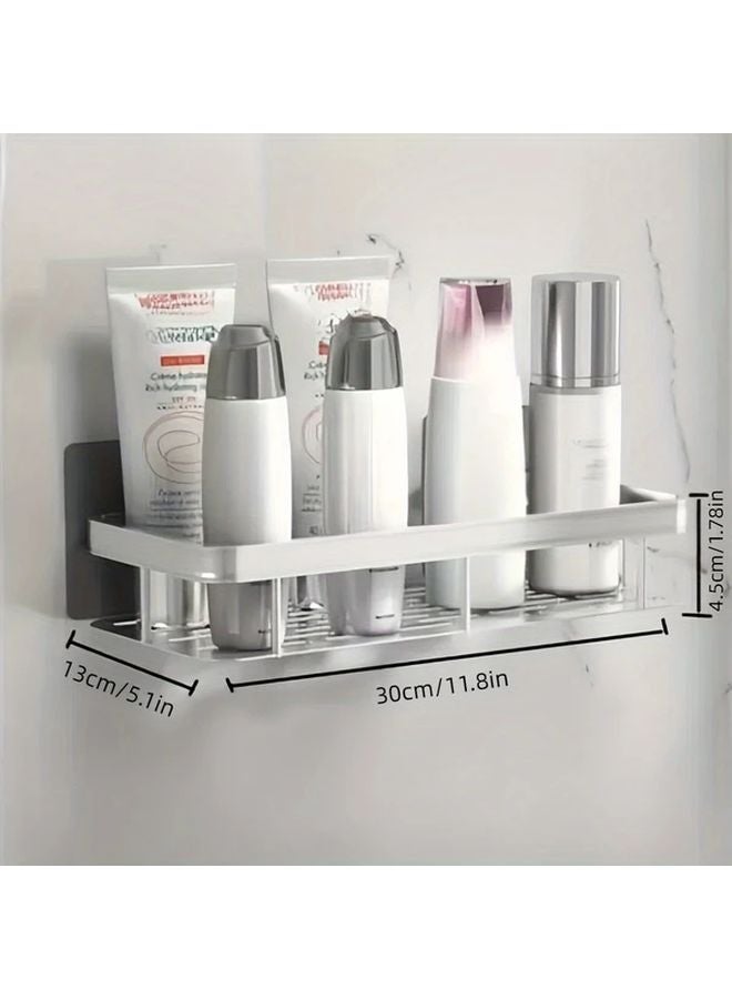 Black Aluminum Wall Shelf With Hooks Easy Installation For Bathroom Kitchen Storage - Image 4