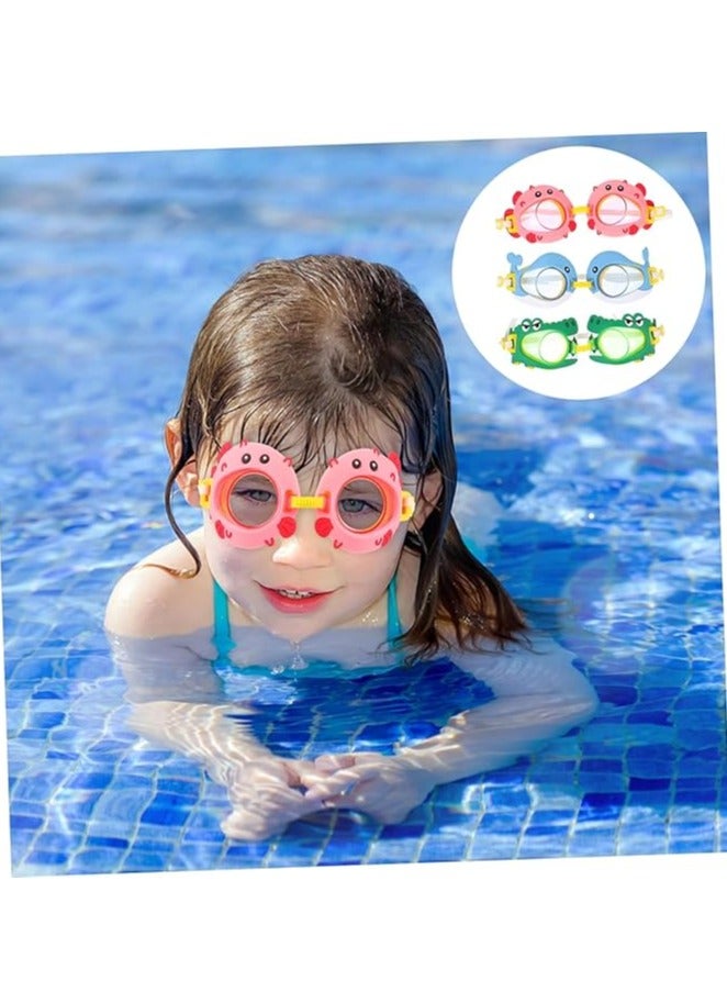 Kids' Animal-Shaped Swimming Goggles - Adjustable Anti-Fog Diving Glasses, Creative Design for Fun Swimming and Diving - Set of 3 Pcs - Image 5