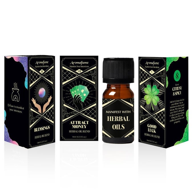 BLESSINGS, ATTRACT MONEY, GOOD LUCK HERBAL OIL DIFFUSER BLENDS BY | 3 X 10ML/0.33 FL OZ| AROMATHERAPY OILS FOR MANIFESTATION & MINDFULNESS | NON-TOXIC, VEGAN, CRUELTY-FREE