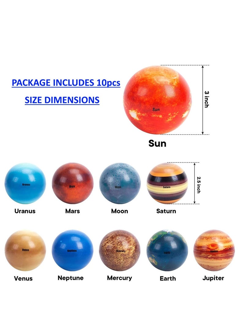 JOLLITY LLC Solar System Stress Balls Planets Earth Moon Sun Squeeze Space Educational Toys for Kids Early Learning Stress Relief Fidget Toy (10 pcs) - Image 5