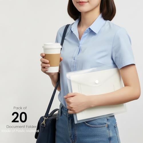 Shuban A5 Document File Folder | Button Lock Organizer for Bills, Cash Memos & Papers | Lightweight & Waterproof Office File(20 Pcs) - Image 2