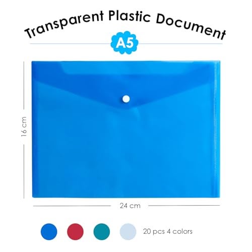 Shuban A5 Document File Folder | Button Lock Organizer for Bills, Cash Memos & Papers | Lightweight & Waterproof Office File(20 Pcs) - Image 3