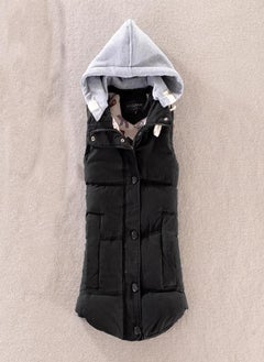 Women Vest Warm Sleeveless Jacket Cotton Solid Hooded Vest for Outerwear
