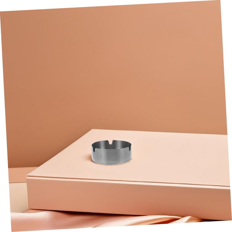 2 Pack 8cm Round Stainless Steel Ashtray Windproof Portable for Home Office Car - Image 5