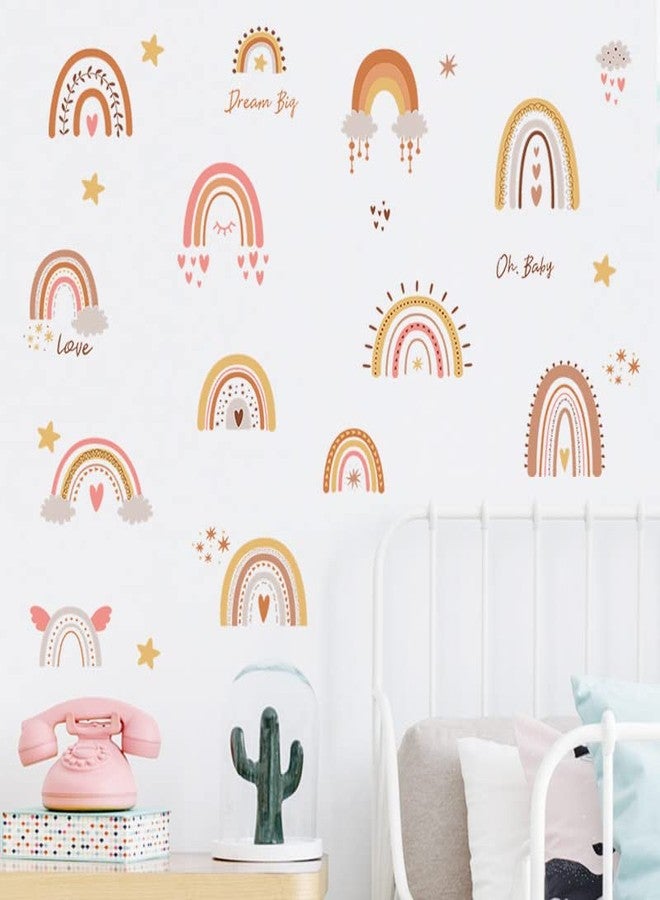 pumkins ملصقات جدارية بتصميم قوس قزح بوهيمي على شكل قرع، ملصقات جدارية بألوان مائية على شكل قلب ونجمة وقوس قزح، مناسبة لغرف نوم الأطفال والأولاد والبنات، وغرف الأطفال الرضع، وغرف اللعب، وديكور المنزل. - Image 2