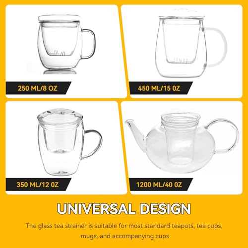 Nbbiww Glass Tea Infuser with Dual-Purpose Lid/Coaster for Teabloom, Glass Tea Strainers for Loose Tea-leaves, Universal Steeper for Teapots, Mug, Bottle, Cup, Travel Tumblersm Microwave & Dishwasher Safe - Image 5