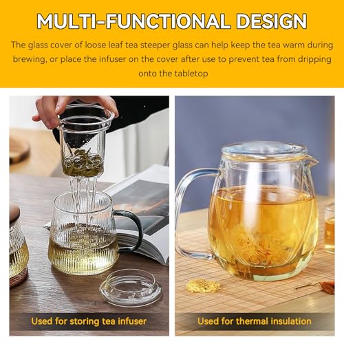 Nbbiww Glass Tea Infuser with Dual-Purpose Lid/Coaster for Teabloom, Glass Tea Strainers for Loose Tea-leaves, Universal Steeper for Teapots, Mug, Bottle, Cup, Travel Tumblersm Microwave & Dishwasher Safe - Image 4