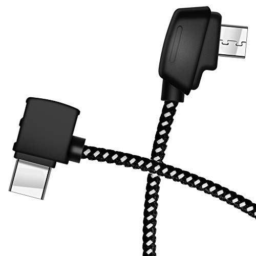 Hanatora Micro-AB to USB C 8.14 Inch Remote Controller Cable for DJI Mavic Mini, Mini SE & Mavic 2 Pro/Zoom, Air, Pro Platinum; OTG Nylon Braided Type C Tablet Data Cord (Type-C Connector) - Image 1