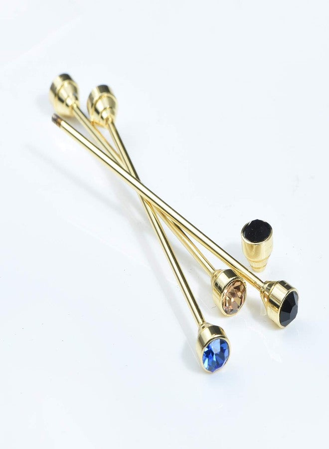 VVCome Sparkling Crystal Stone Collar Bar Tie Necktie Pins Shirt Collar Stud Bar for Men with Gift Box (6PCS Gold) - Image 4
