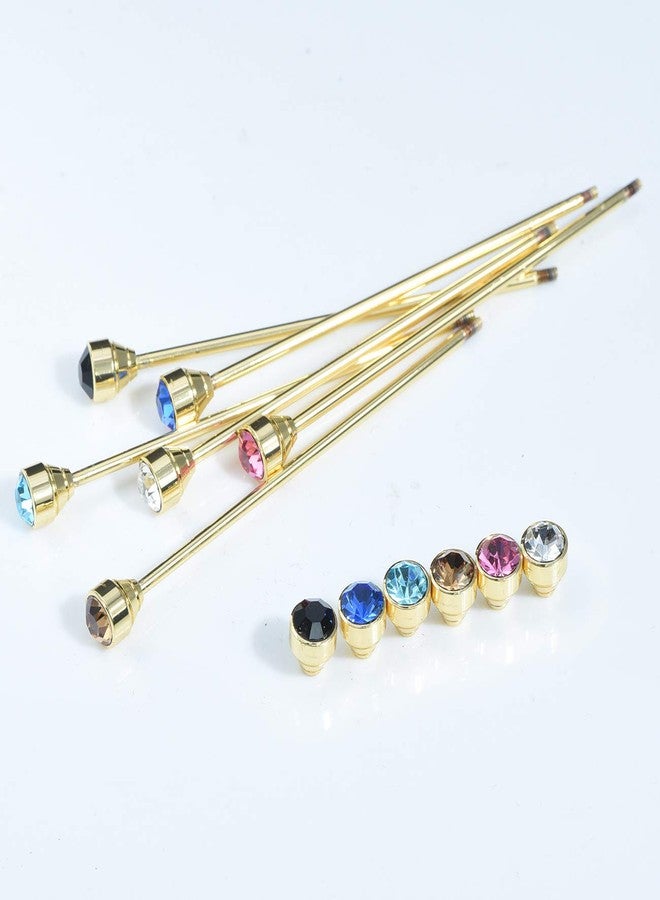 VVCome Sparkling Crystal Stone Collar Bar Tie Necktie Pins Shirt Collar Stud Bar for Men with Gift Box (6PCS Gold) - Image 2