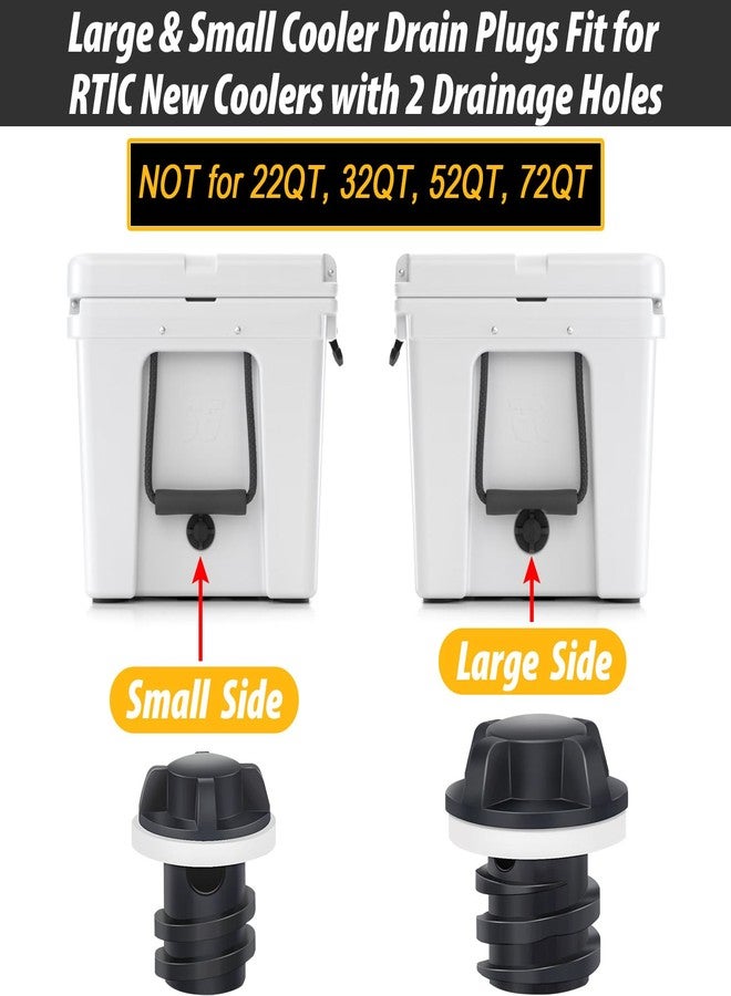 MetVot Cooler Drain Plug for RTIC Coolers, 2 Pack Large & Small Replacement Plugs Compatible with RTIC 20QT, 45QT, 65QT, 110QT, 145QT Coolers with New 2 Drains, Ice Chest Plug for RTIC - Image 3