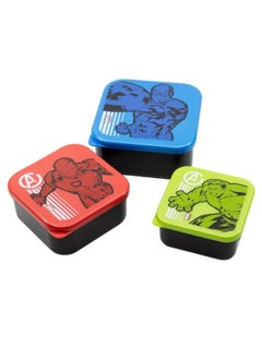 Disney 3 Piece Nesting Snack Boxes Set Avengers Heavy Metal BPA Free Containers Space Saving and Portable Storage Snack Box 