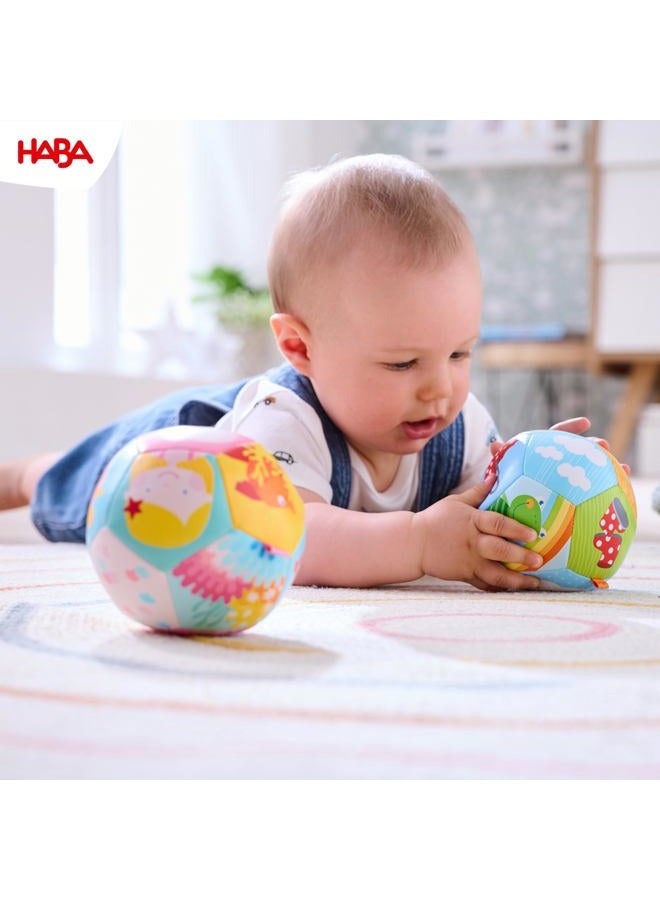 HABA Soft Baby Ball Toy for Tummy Time and Sensory Play - Colorful Rainbow 4.5" Balls for Babies and Toddlers to Enhance Motor Skills and Exploration - Ages 6 Months+ - Image 2