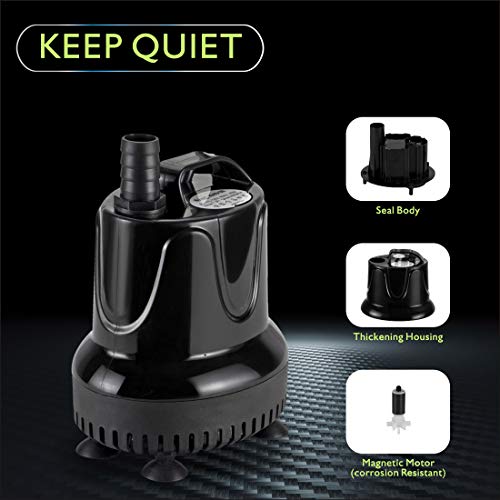 Hygger 660 GPH Submersible Aquarium Water Pump - Black Metal, Ideal for Fish Tank, Pond, Fountain & Hydroponic Systems - Image 4