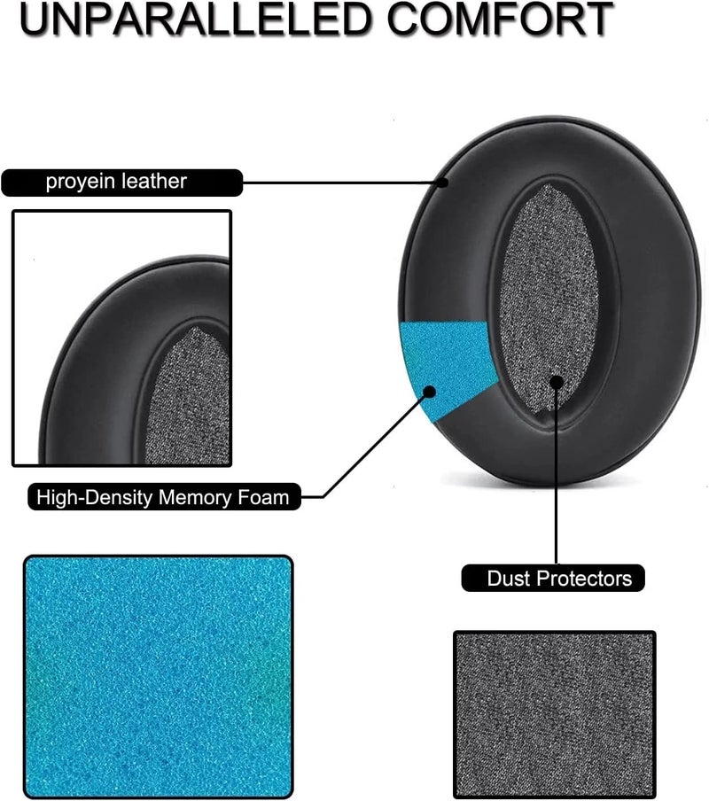 Adhiper HD4.50BT Replacement Ear Pads Quite-Comfort Protein Leather, Earpads Cushions for Sennheiser HD4.50BT, HD4.50BTNC, HD4.40BT,HD450BT HD430 HD440 HD350BT HD400S HD458BT HD300 Headphones(Black) - Image 3