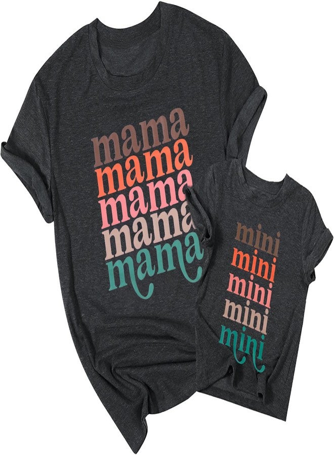 FASHGL Mama Mini Shirt Set Mommy and Me Matching Shirt Cute Mama Mini Letter Tshirt Mother and Daughter Gifts Tee Tops - Image 1