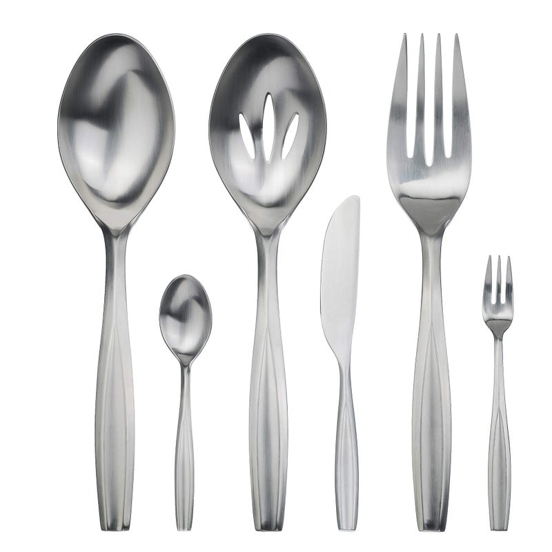 Gourmet Settings 5Pieces Hostess Silverware Set Beam Collection Polished Stainless Steel Flatware Serving Set Kitchen Utensils KnifeForkSpoons 36081