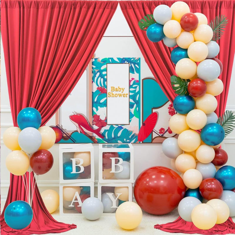 NSSONBEN 50ft x 10ft Wrinkle Free Red Backdrop Curtains for Parties, 10 Panels 5x10ft Silky Polyester Photo Backdrop Drapes for Christmas Weddings Birthday Party Photography Background Decor - Image 4