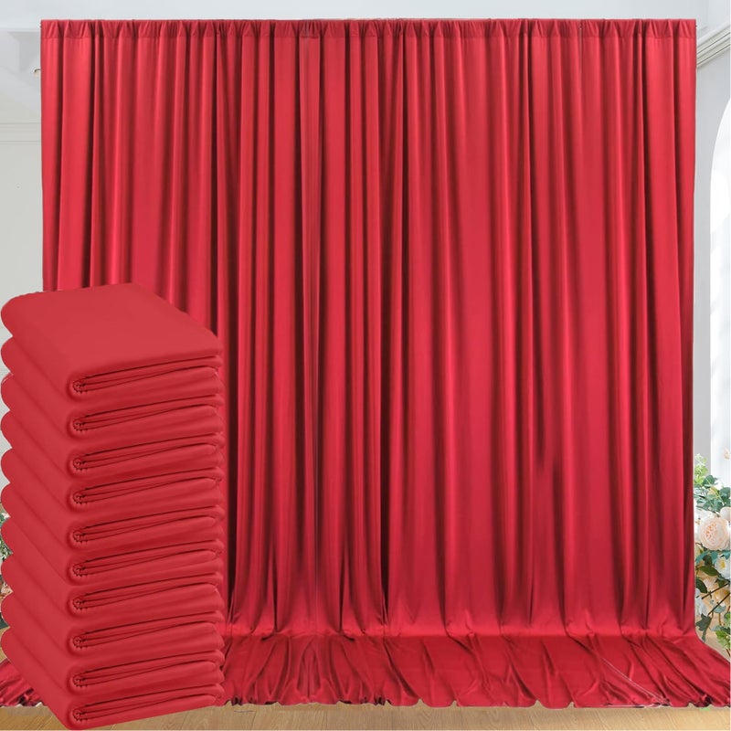 NSSONBEN 50ft x 10ft Wrinkle Free Red Backdrop Curtains for Parties, 10 Panels 5x10ft Silky Polyester Photo Backdrop Drapes for Christmas Weddings Birthday Party Photography Background Decor - Image 1