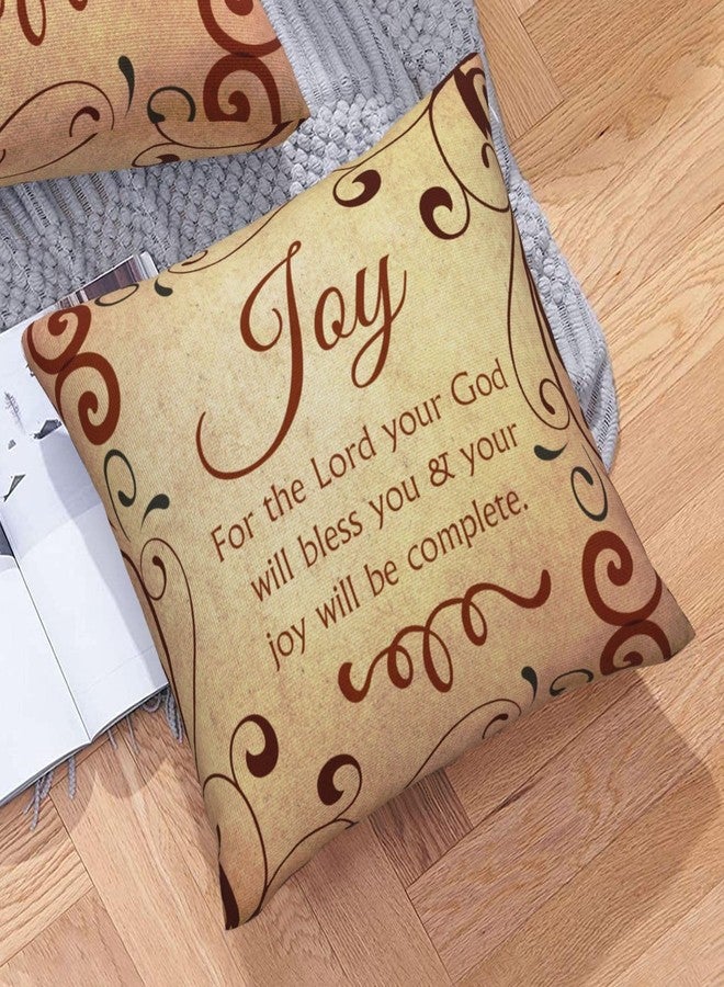 NIDITW Set of 4 Gift Scripture Sayings Joy Love Faith Believe I Can Do All Things Through Christmas Who Strengthen Me Vintage Body Burlap Throw Pillow Case Cover Sofa Decorative Square 18 Inches - Image 2