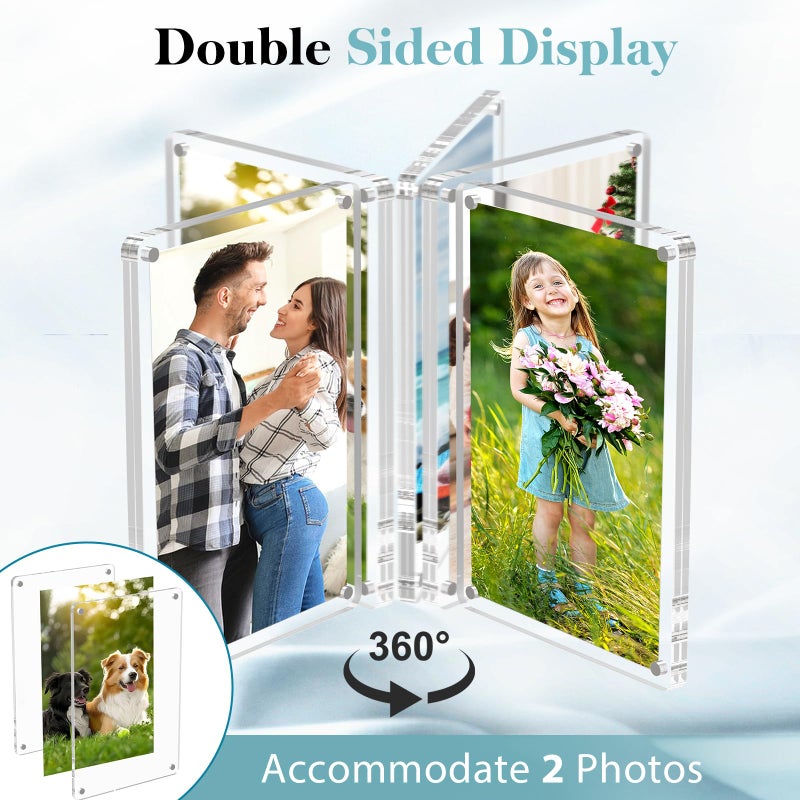SAMYUCHO 4 Packs Acrylic Magnetic Picture Frame for Refrigerator 4 x 6, Bulk Wallet Size Picture Frames, Clear Magnet Photo Frame Holder with Double Sided for Present Home Office School Locker - Image 3