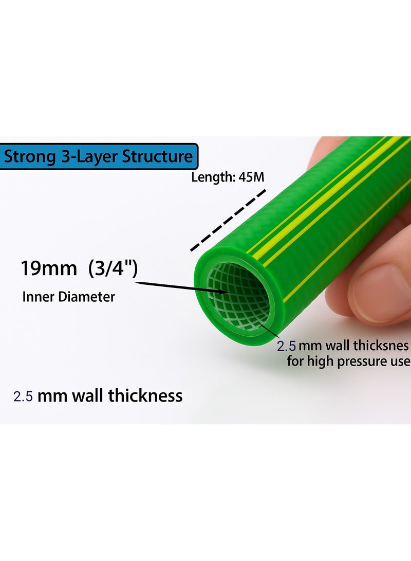 صن رايز خرطوم مياه PVC مرن ٣⁄٤ بوصة بطول ٤٥ متر مقاوم للضغط العالي والالتواء والأشعة فوق البنفسجية مناسب للحديقة والري وغسيل السيارات والمزارع  - Image 3
