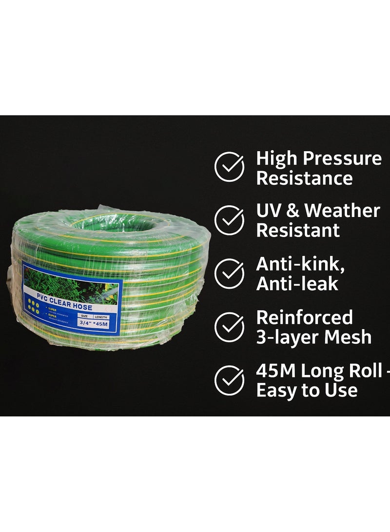 صن رايز خرطوم مياه PVC مرن ٣⁄٤ بوصة بطول ٤٥ متر مقاوم للضغط العالي والالتواء والأشعة فوق البنفسجية مناسب للحديقة والري وغسيل السيارات والمزارع  - Image 5