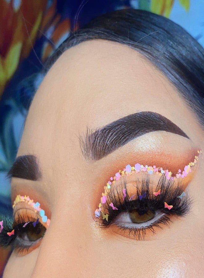 outopen 10 Pairs Lashes with Color on End, Colored Lashes Set, 6D Long Fluffy Mink False Eyelashes with Rhinestone, Dramatic Butterfly Lashes, Halloween Cosplay Masquerade Party Daily Eye Makeup Tools - Image 3