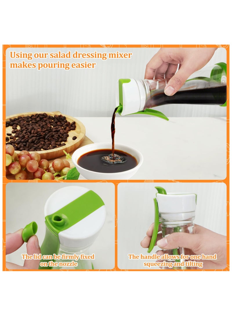 SOLARAE 2Pcs Salad Dressing Shaker Bottle, Salad Dressing Mixer with Handle Leakproof, Salad Dressing Storage Container with Scale Easy Pouring for Juice Storage Ketchup for Homes, Canteens, Kitchens - Image 3