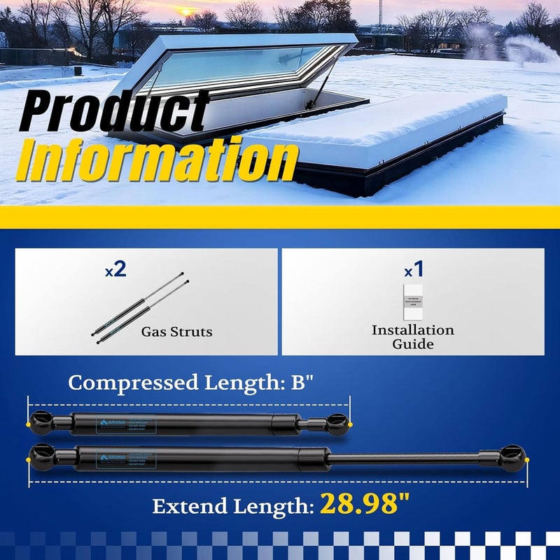 ARANA 713120-1200 29 Inch 85Lb/378N Gas Struts for Truck Bed Cover - Image 3