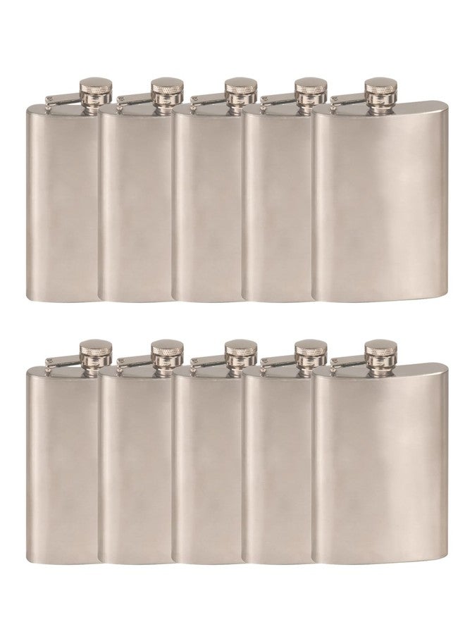 LaserGram Stainless Steel Hip Flask, 6 oz, Set of 10, Leak Proof Lid - Image 1