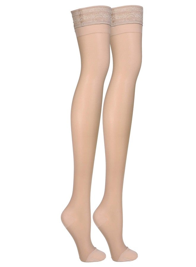 Truform Sheer Compression Stockings, 15-20 mmHg, Women's Thigh High Length, 20 Denier, Nude, Medium - Image 3