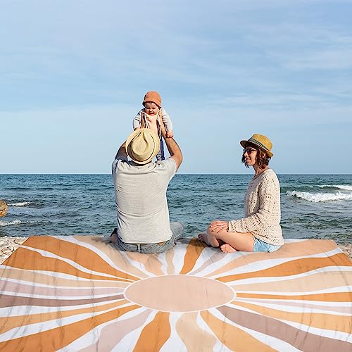BEW Waterproof Sandproof Beach Blanket, 78" x 86" Large Beach Mat for 2-4 Adults, Lightweight Polyester Outdoor Picnic Blanket for Travel, Camping, Hiking, Beach Essentials for Vacation - Image 2