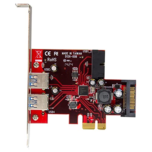 StarTech.com 4 Port PCI Express USB 3.0 Card - 5Gbps - 2 External & 2 Internal - SATA Power - UASP Support - 2x Internal (IDC) Motherboard-Style Headers , TAA (PEXUSB3S2EI) - Image 2