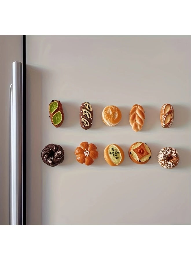 Goolsky 12pcs Art Deco French Baguette Magnets - Realistic Plastic Bakery Items with Detailed Designs, No Electricity Needed, Perfect for Fridge & Counter Decor, Everyday Kitchen Accessory | Art Deco Style | Plastic Magnets, Magnetic Fridge Decor - Image 2
