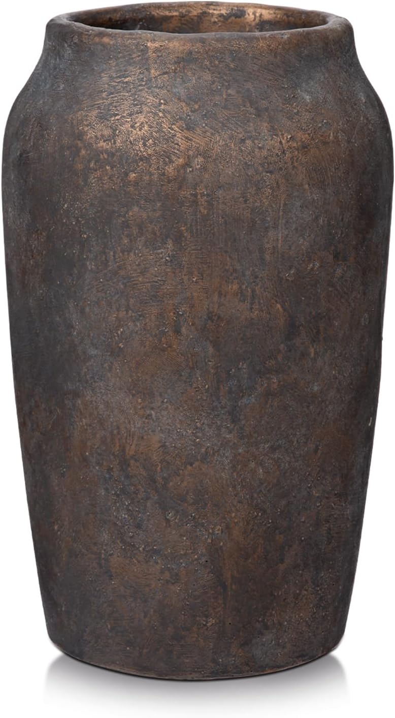 Briful Large Rustic Vintage Shabby Ceramic Textured Vase 11cm Wide Pampas Vase for Fake Flower Branches Home Farmhouse Decor Table Decoration - Image 1
