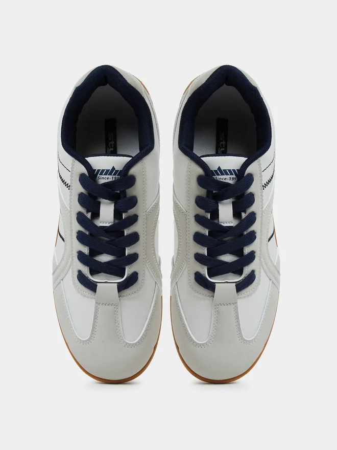 Styli beige Styli Men Retro Stitch Detail Lace-Up Casual Sneakers for Men | Best Price UAE