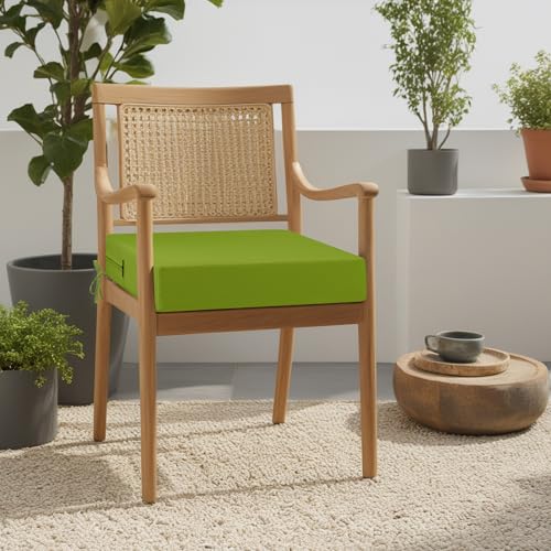 idee-home ideehome Outdoor Chair Cushions Set of 2 Waterproof Outdoor Seat Cushions for Patio Furniture Outside Replacement Chair Pad with Ties for Lawn Deck Porch 19 x 19 Green - Image 3